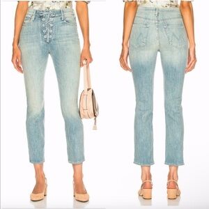 Mother Denim Lace Up Dazzler High Rise Light Wash Jeans Slim Fit  Size 29